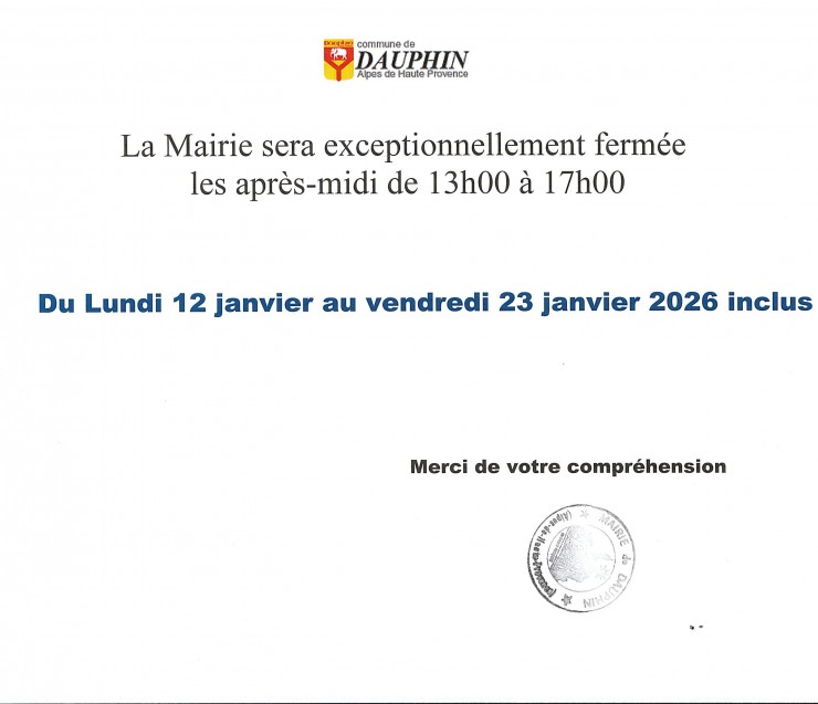 INFORMATION FERMETURE MAIRIE
