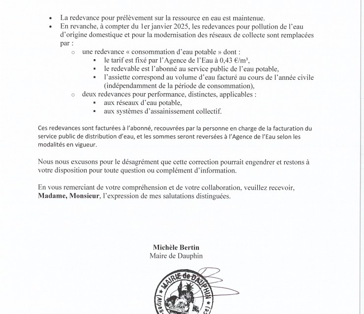 LETTRE FACTURE EAU JUIN 2025