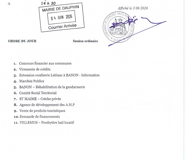 REUNION DE LA COMMUNAUTE DE COMMUNES