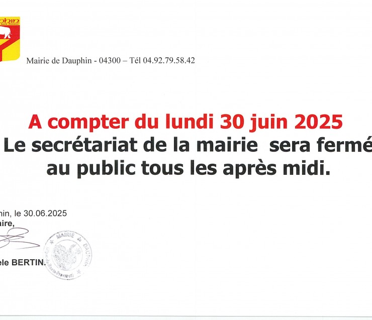 INFORMATION FERMETURE MAIRIE