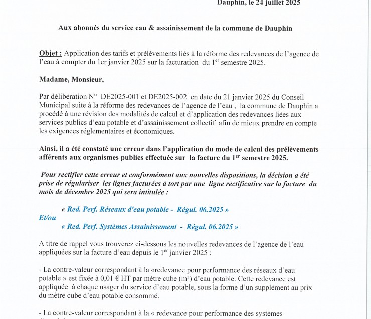 LETTRE FACTURE EAU JUIN 2025