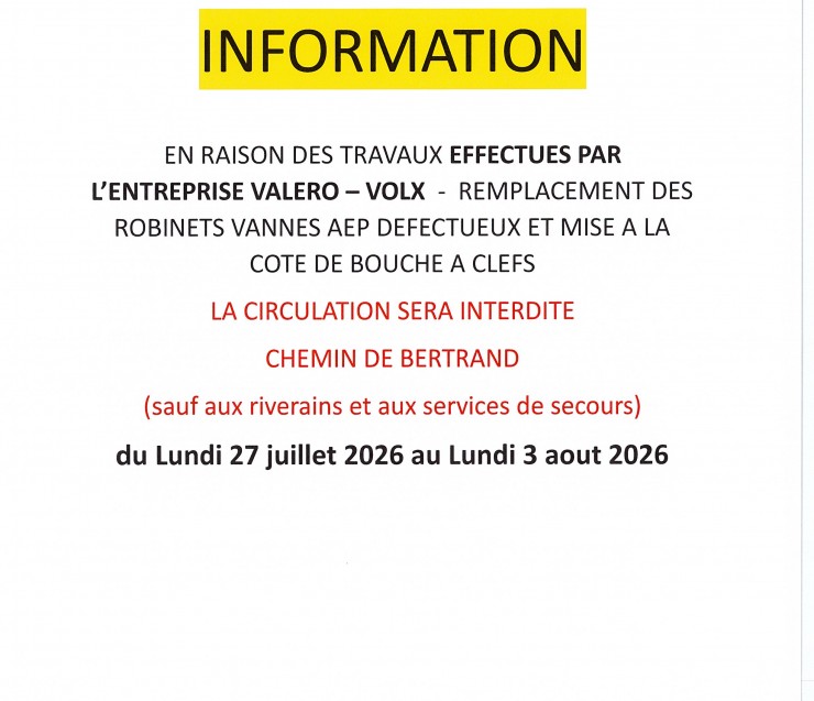 ARRETE DE VOIRIE CHEMIN DE BERTRAND