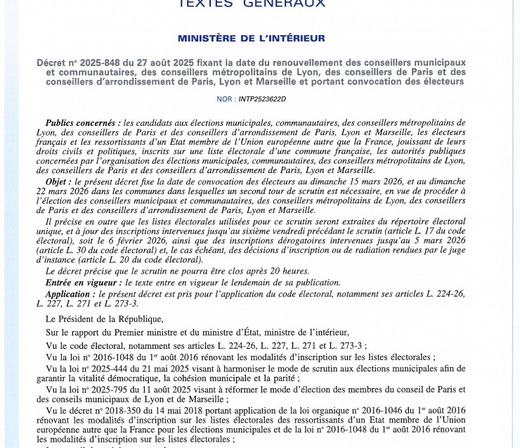 DECRET CONVOCATION DES ELECTEURS 