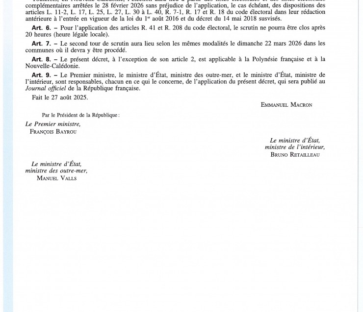 DECRET CONVOCATION DES ELECTEURS 