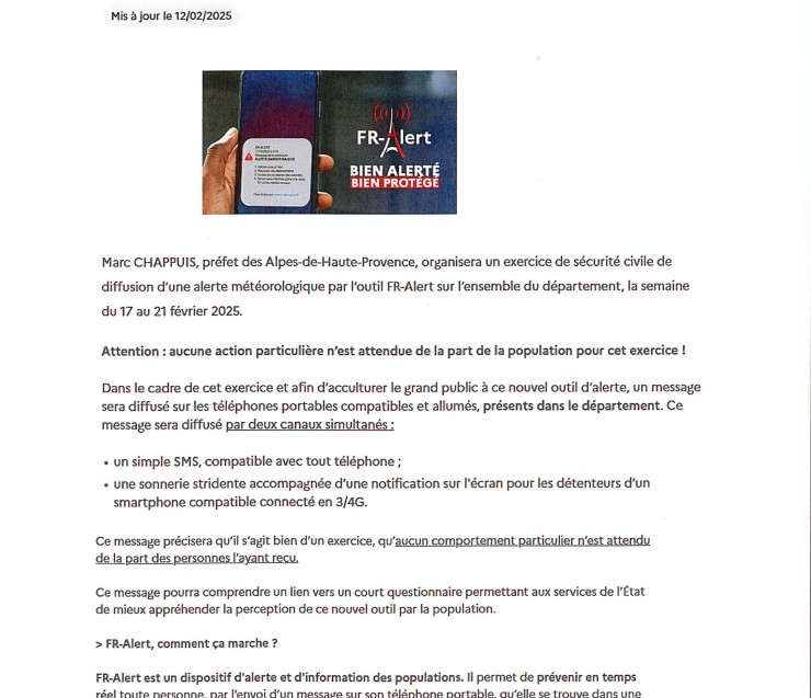 EXERCICE DE SECURITE CIVILE