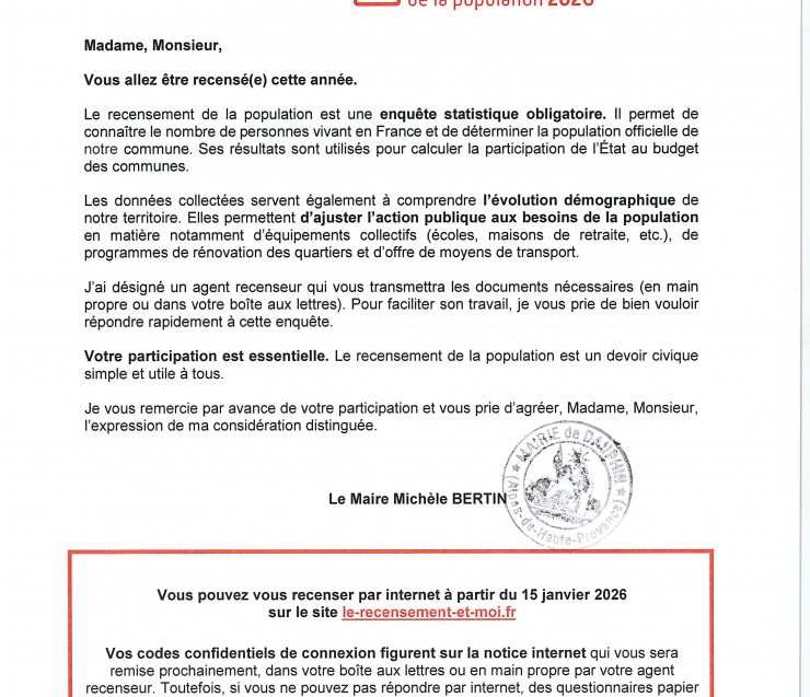 RECENSEMENT DE LA POPULATION INSEE 