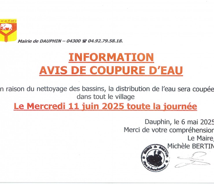 INFORMATION TRAVAUX -RESEAU EAU 