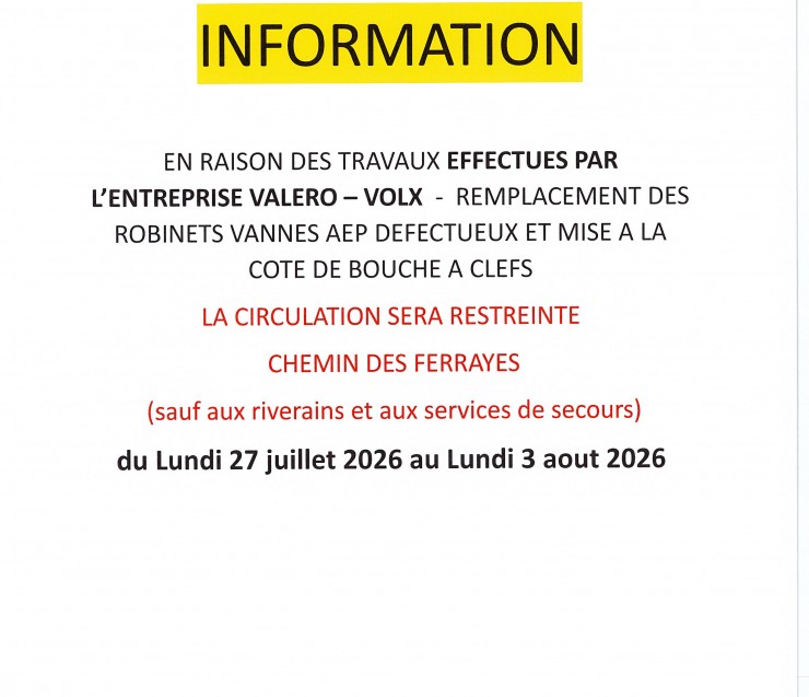 ARRETE DE VOIRIE CHEMIN DES FERRAYES